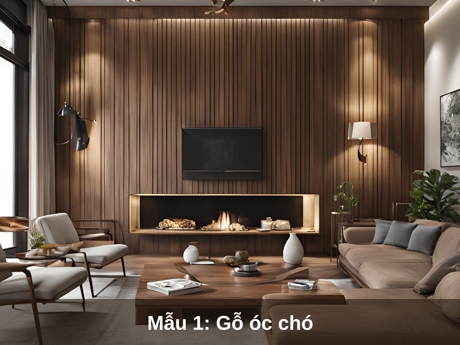 Mau 1 Noi that phong khach voi go oc cho