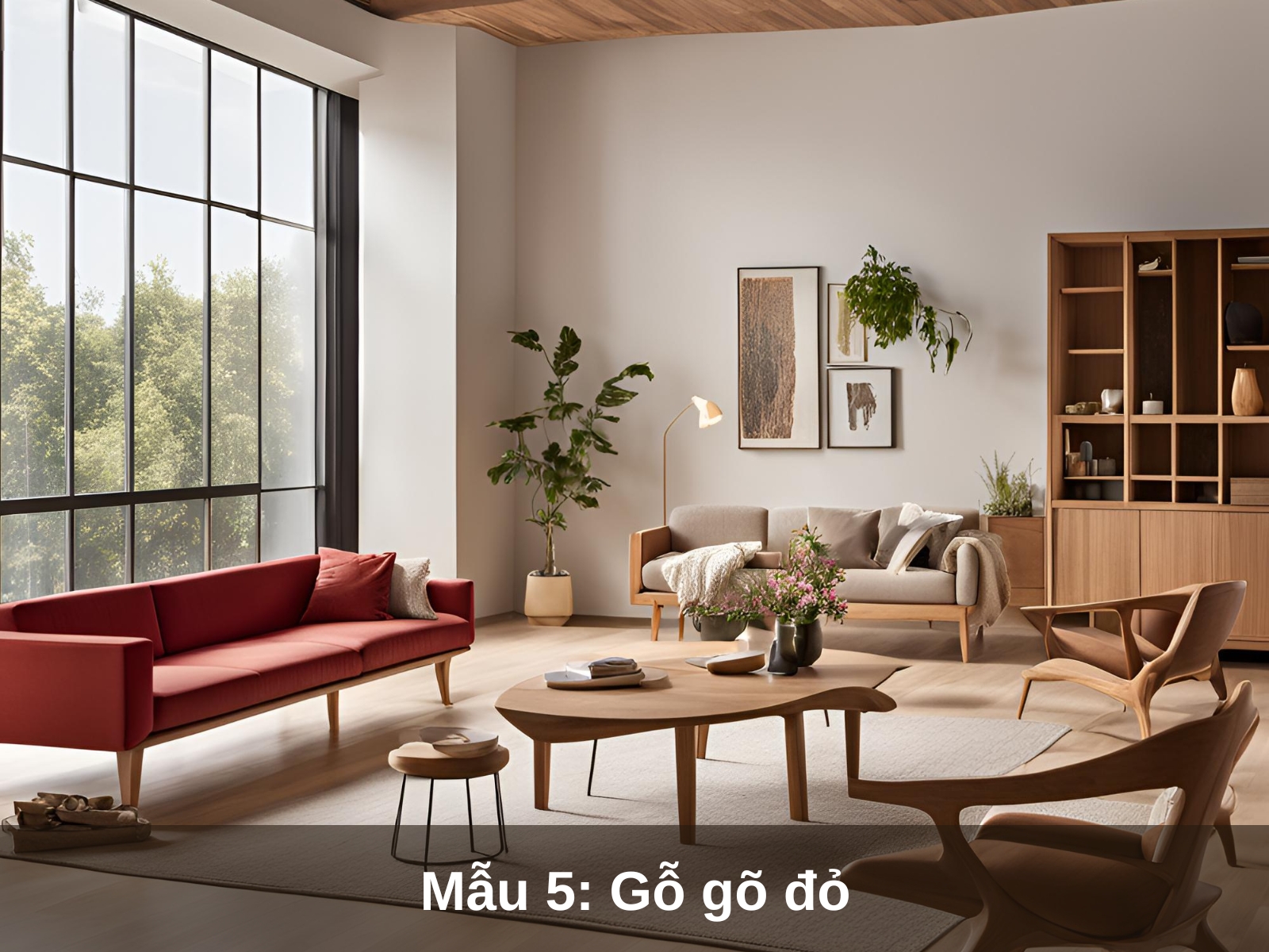 Mau 5 Noi that phong khach voi go go do