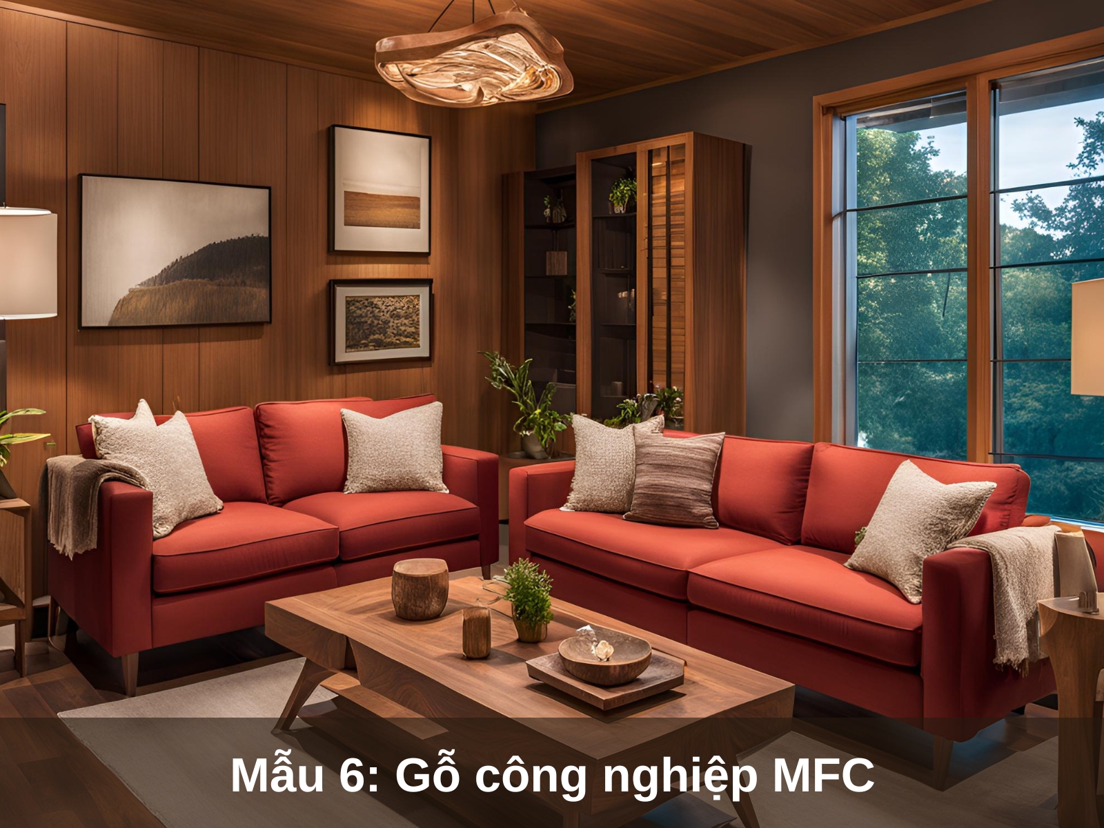Mau 6 Noi that phong khach voi go cong nghiep MFC