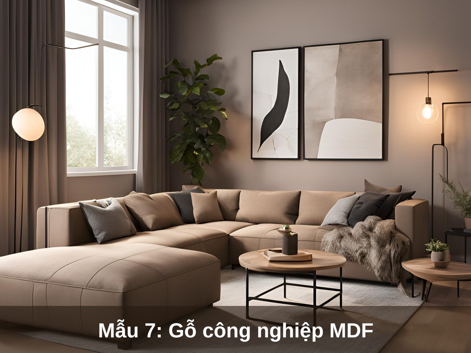 Mau 7 Noi that phong khach voi go cong nghiep MDF