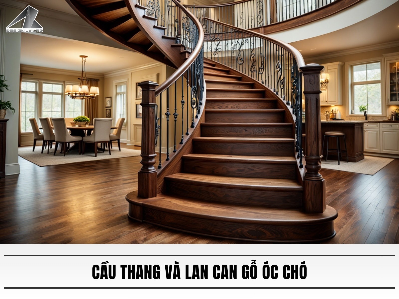 Cau thang va lan can go oc cho