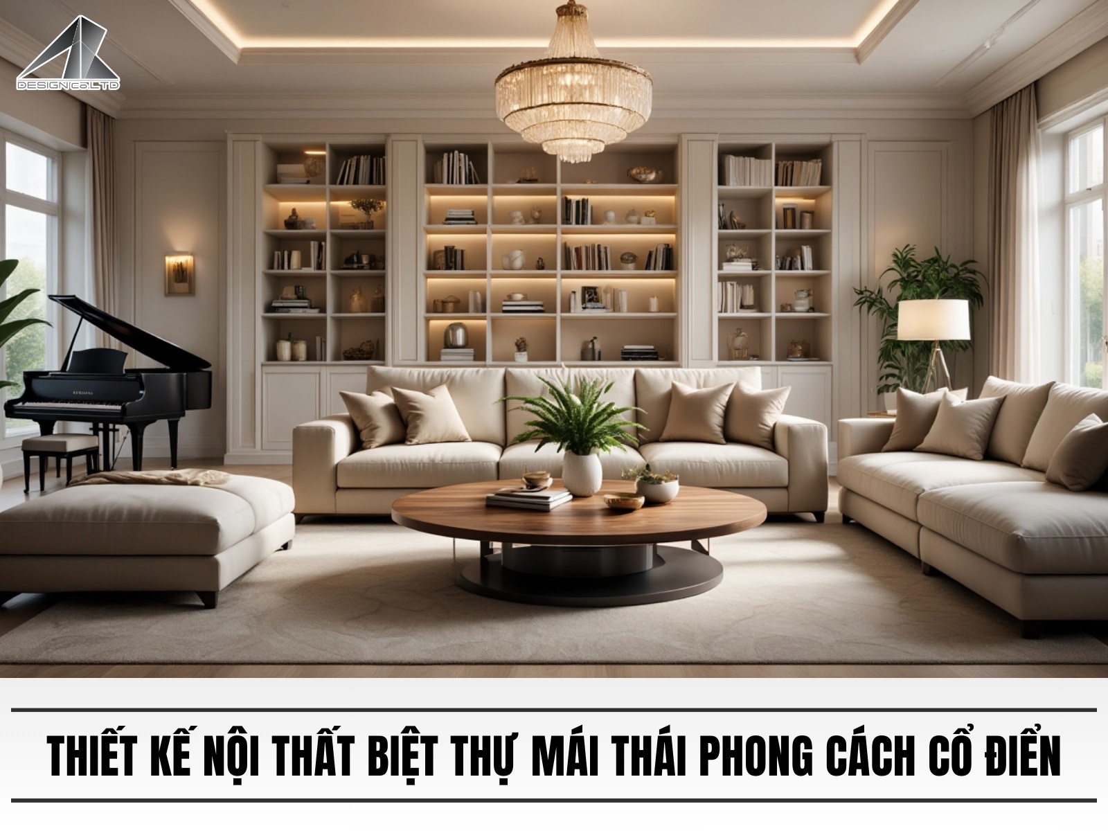 Thiet ke noi that biet thu mai thai phong cach co dien