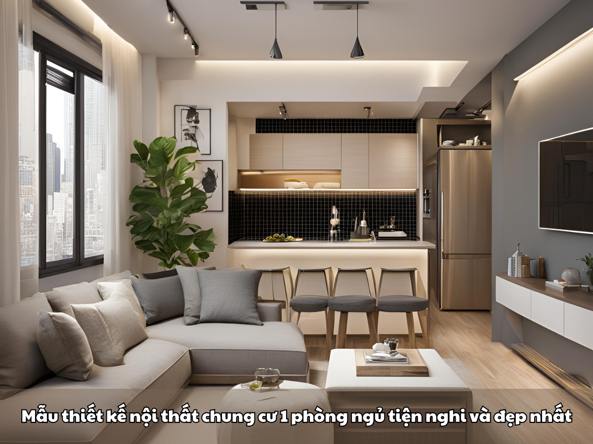 mau thiet ke noi that chung cu 1 phong ngu tien nghi va dep nhat