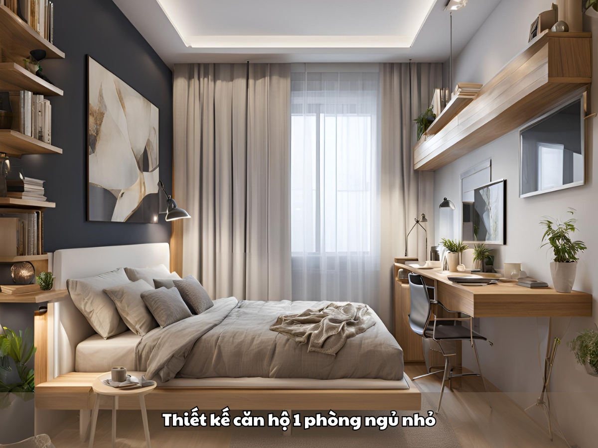 thiet ke can ho 1 phong ngu nho