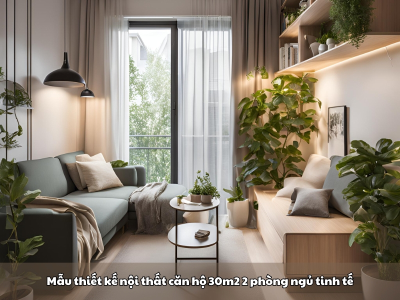 mau thiet ke noi that can ho 30m2 2 phong ngu tinh te