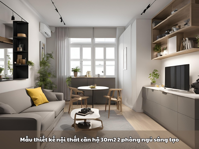 mau thiet ke noi that can ho 30m2 2 phong ngu sang tao