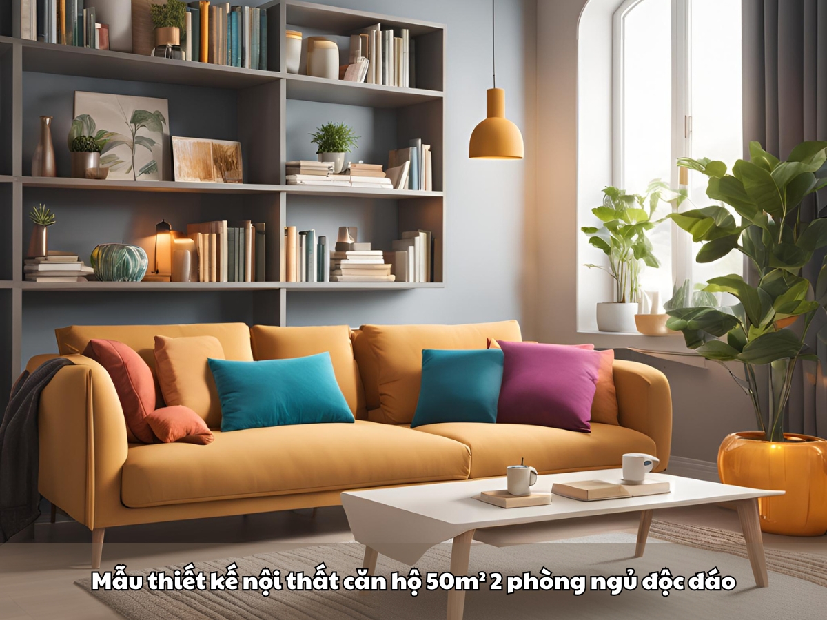 mau thiet ke noi that can ho 50m² 2 phong ngu doc dao