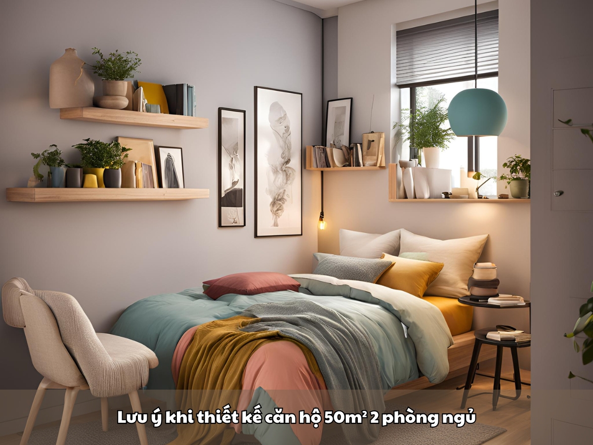 luu y khi thiet ke can ho 50m² 2 phong ngu