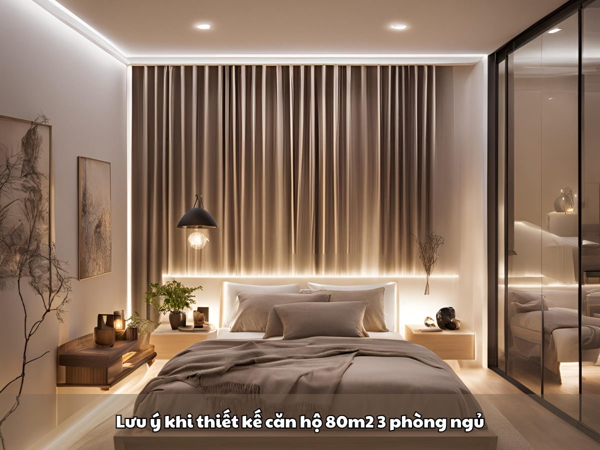 luu y khi thiet ke can ho 80m2 3 phong ngu