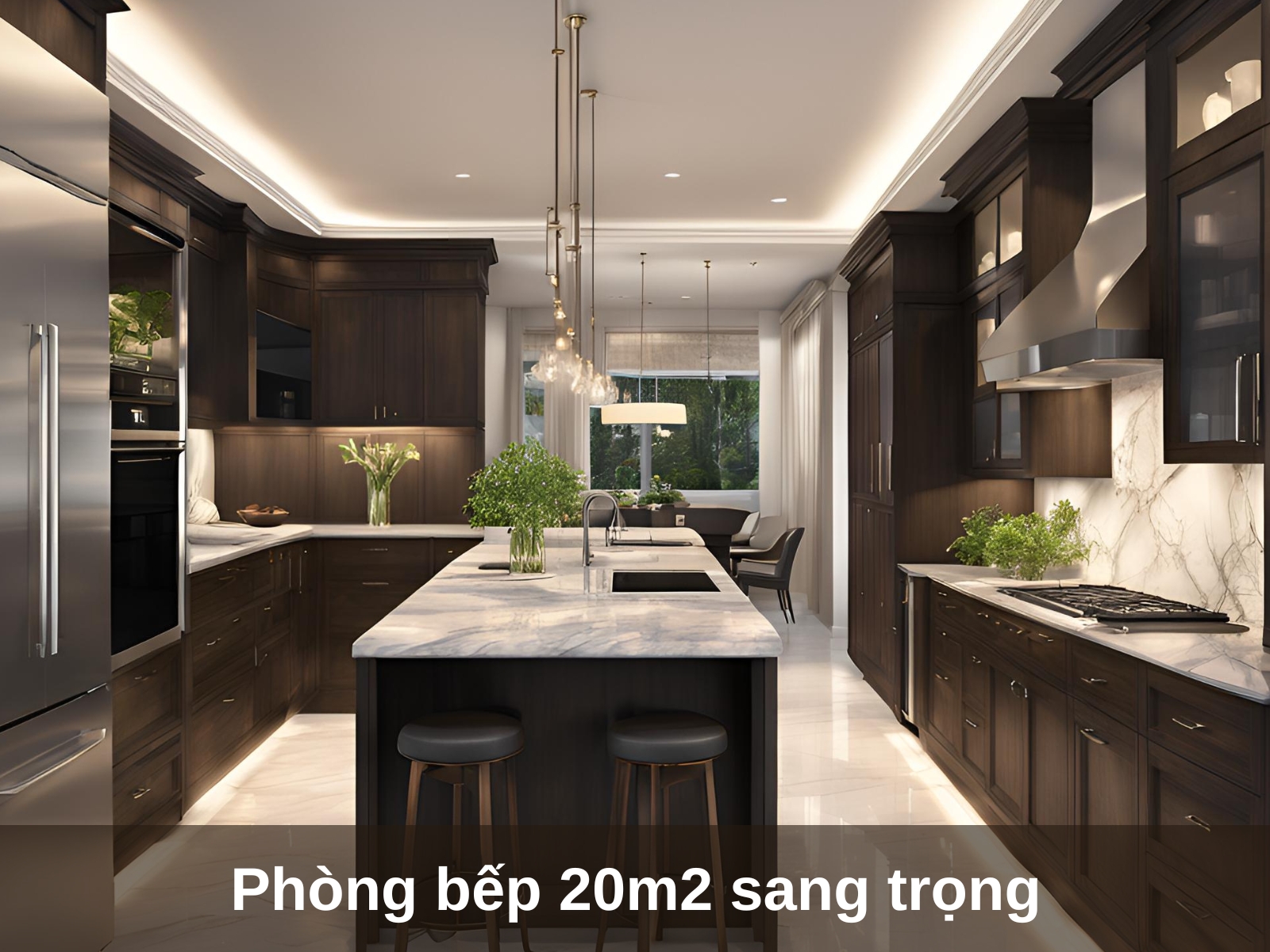 Thiet ke phong bep 20m2 phong cach sang trong
