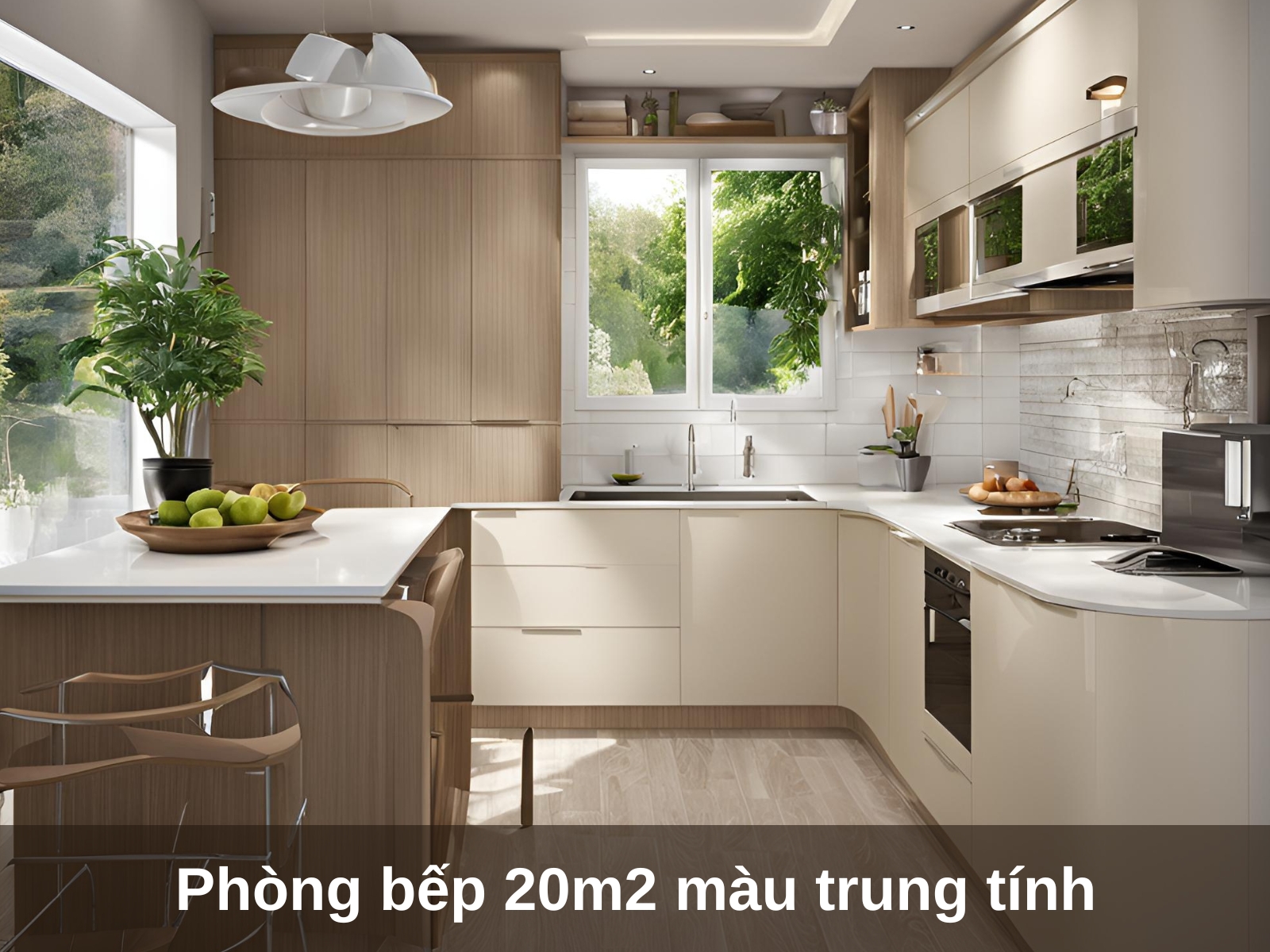 Thiet ke phong bep 20m2 phong cach toi gian
