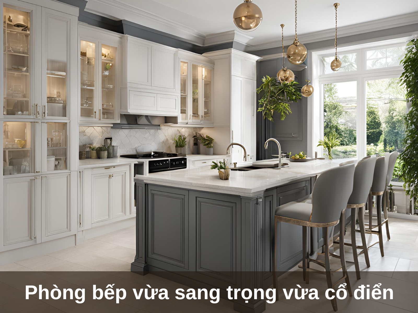 Thiet ke phong bep 20m2 phong cach co dien