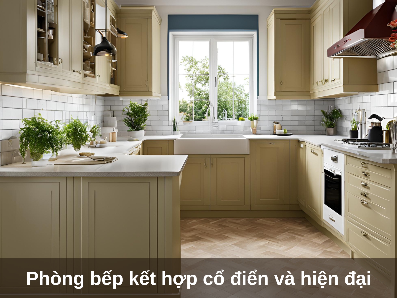 Thiet ke phong bep 20m2 phong cach co dien