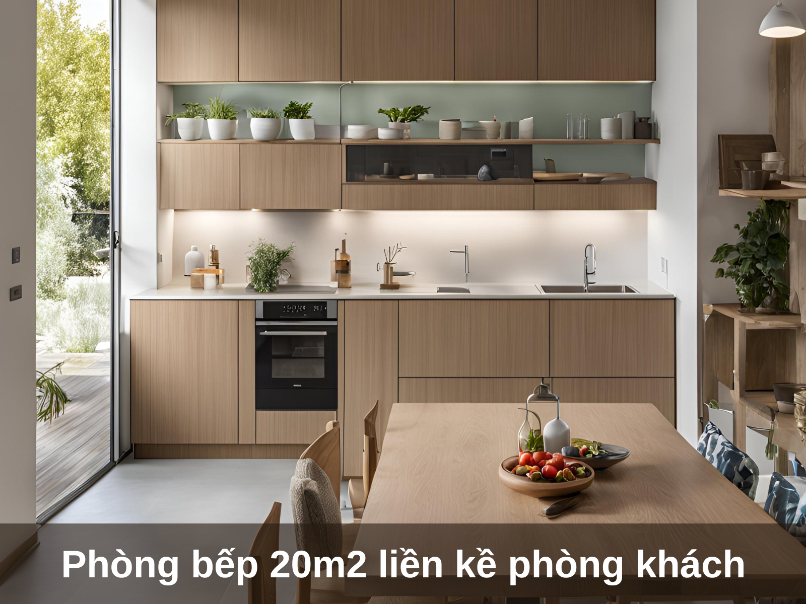 Thiet ke phong bep 20m2 phong cach toi gian