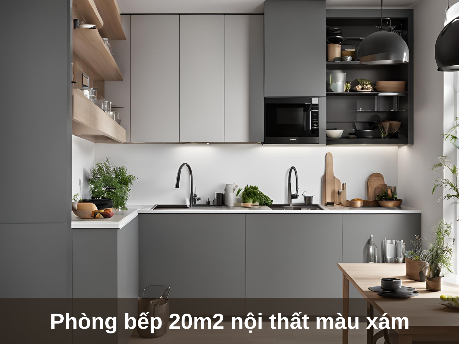 Thiet ke phong bep 20m2 phong cach toi gian