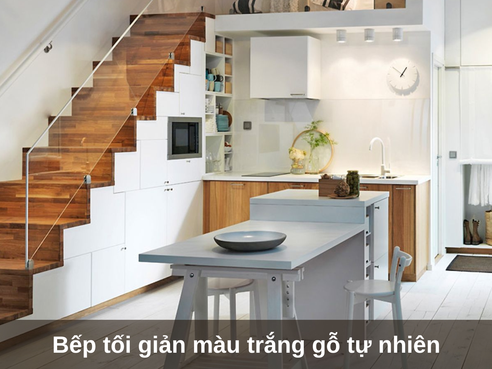 Mau thiet ke noi that phong bep duoi gam cau thang hot nhat nam 2024