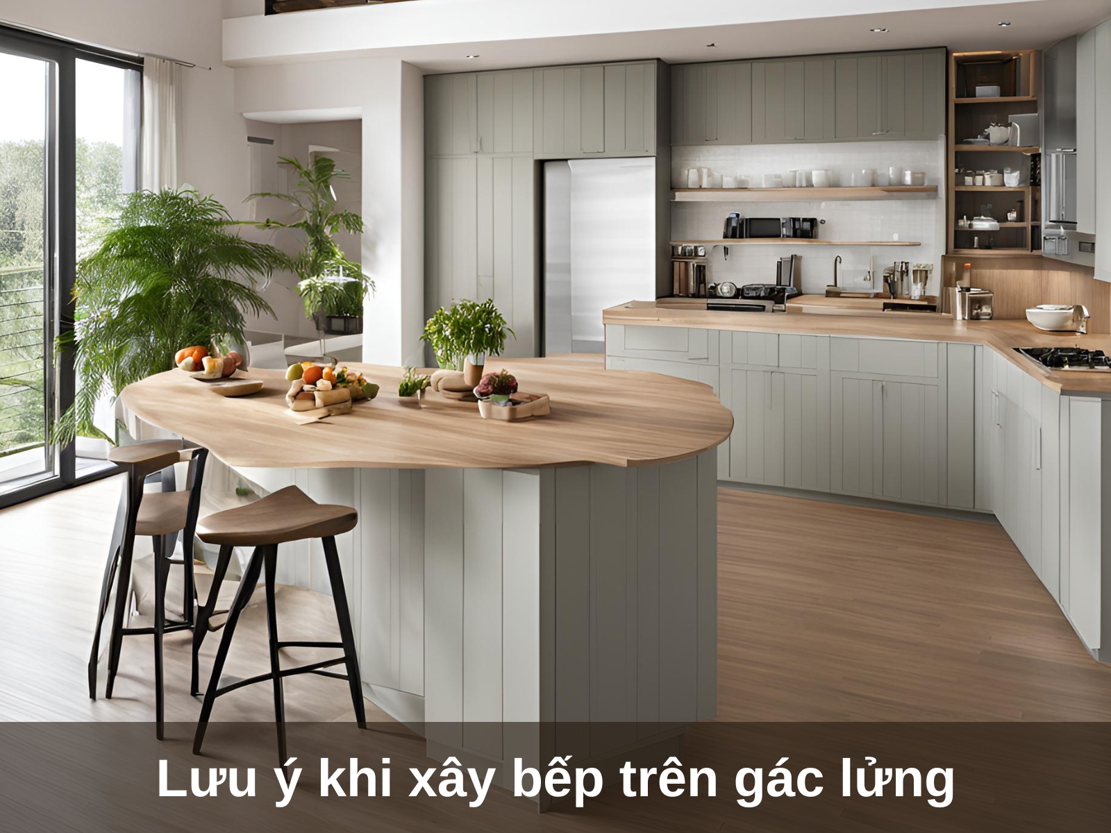 Diem can luu y khi thiet ke bep tren gac lung