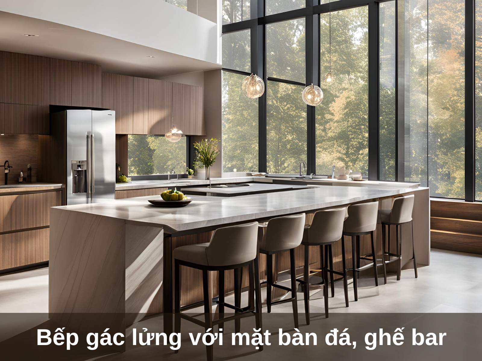 Nhung mau thiet ke noi that phong bep tren tang lung dep mat an tuong