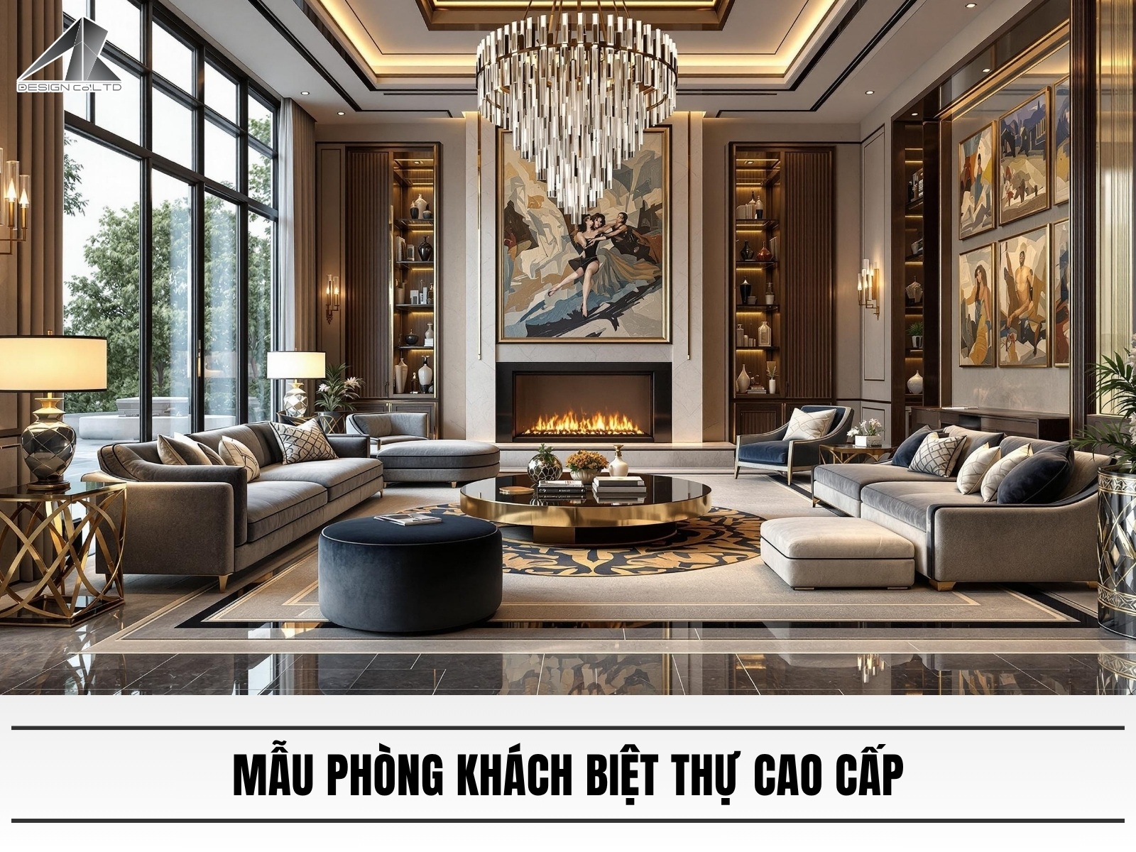 Mau thiet ke phong khach biet thu cao cap