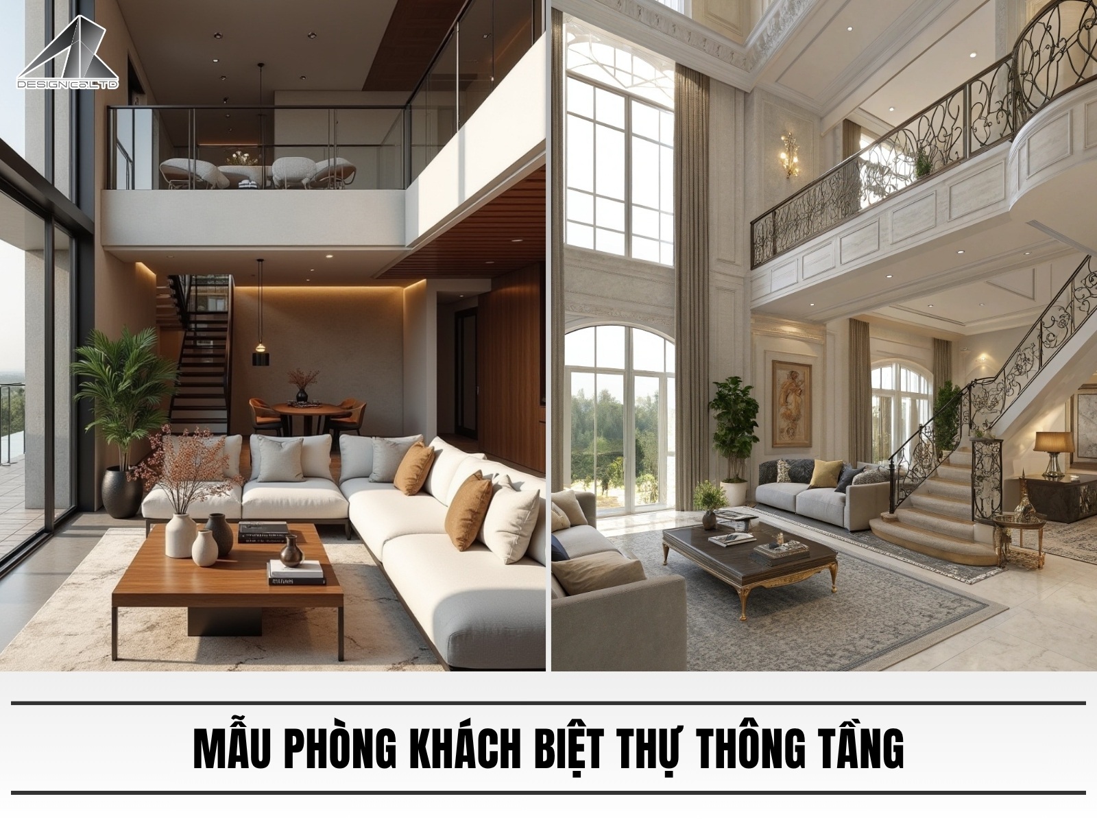 Mau thiet ke phong khach biet thu thong tang