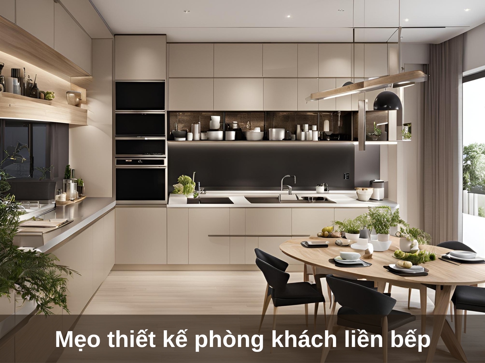 Meo thiet ke phong khach lien bep 30m2 dep mat tien nghi