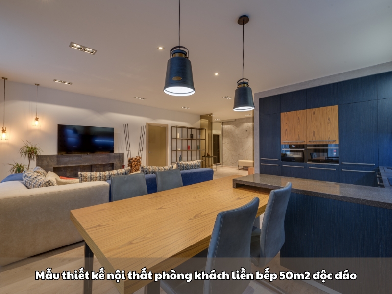 mau thiet ke noi that phong khach lien bep 50m2 sang trong