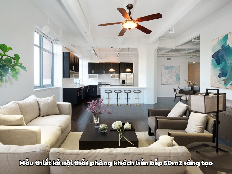 mau thiet ke noi that phong khach lien bep 50m2 duoc yeu thich