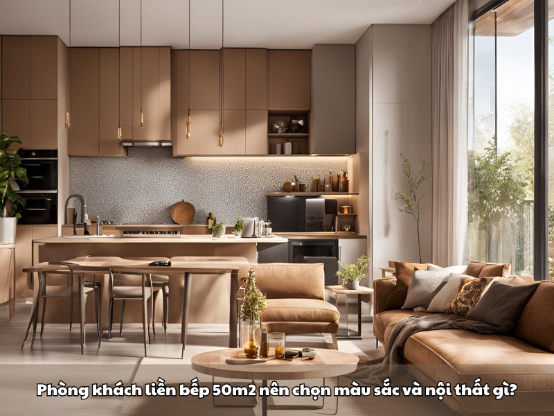 phong khach lien bep 50m2 nen chon mau sac va noi that gi