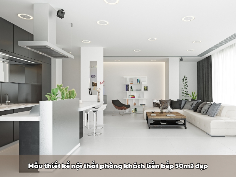 mau thiet ke noi that phong khach lien bep 50m2 duoc ua chuong nhat