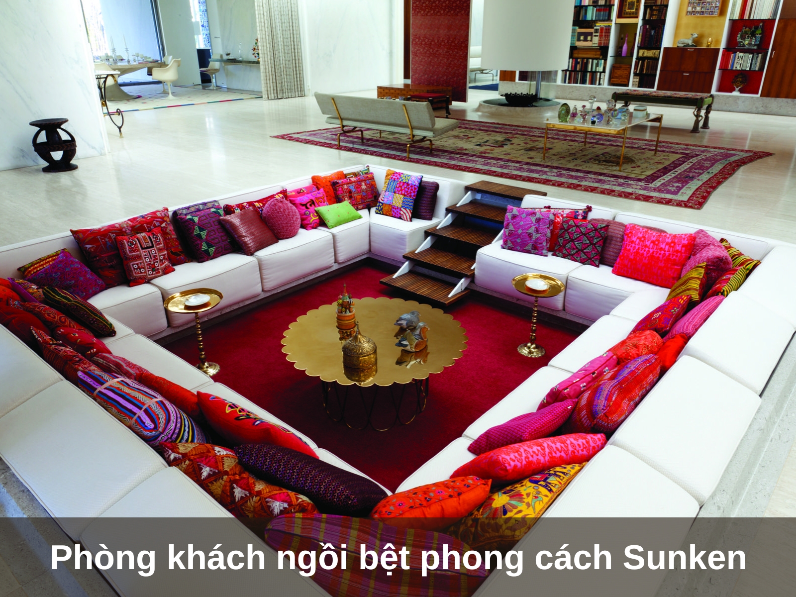 Phong khach ngoi bet phong cach Sunken