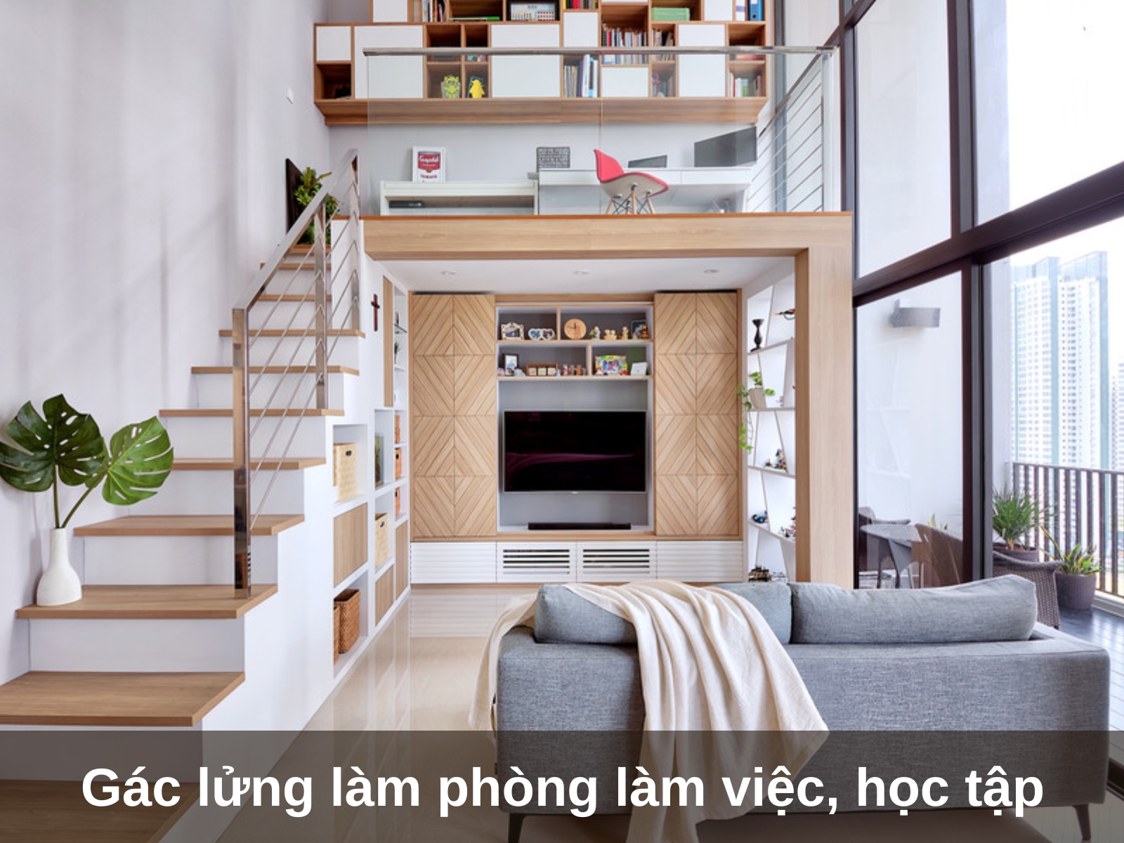 decor can ho co gac lung lam phong lam viec hoc tap