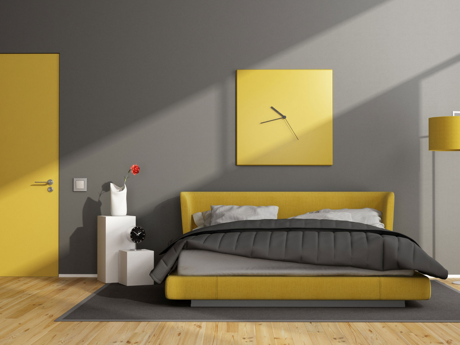 cach decor phong ngu tong xam