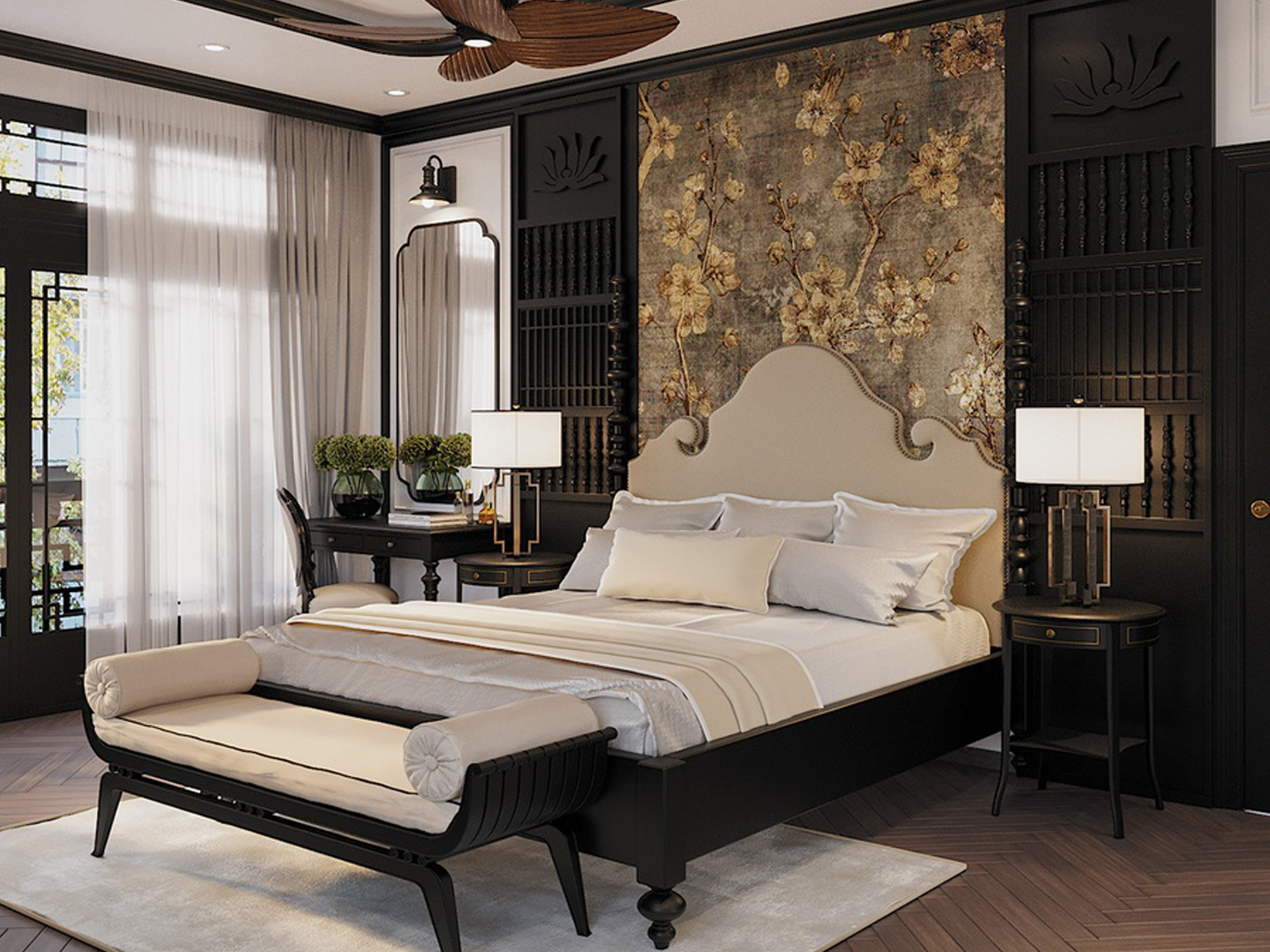 phong ngu ket hop phong cach luxury