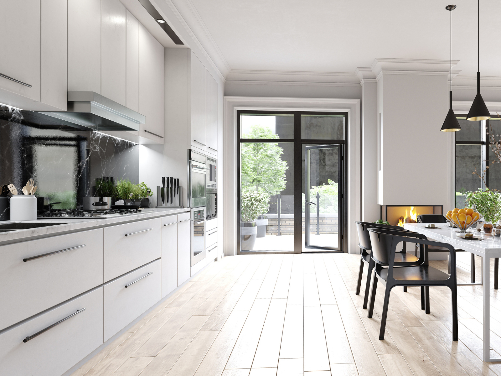 thiet ke phong bep tong trang