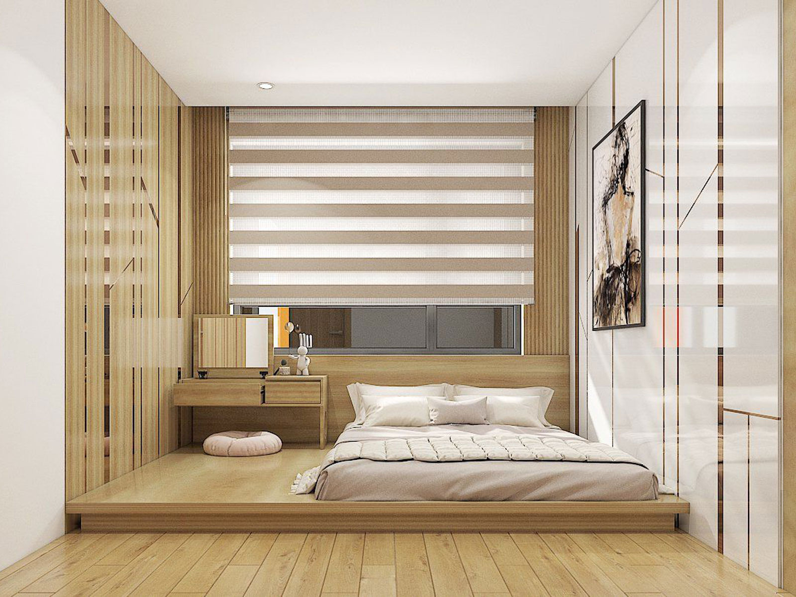 phong ngu khong giuong nha mai bang