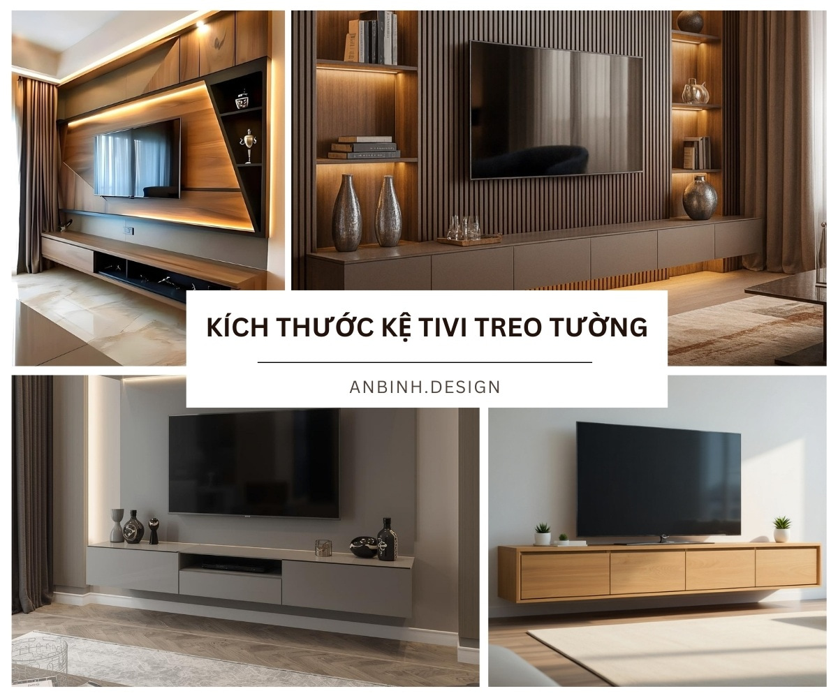 Các kích thước kệ tivi treo tường thông dụng NHẤT