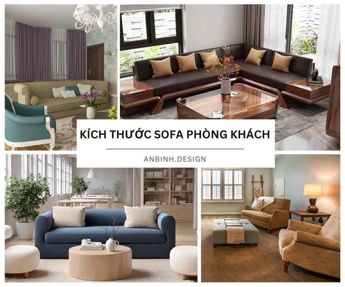 Kích thước sofa​ phòng khách TIÊU CHUẨN và cách chọn
