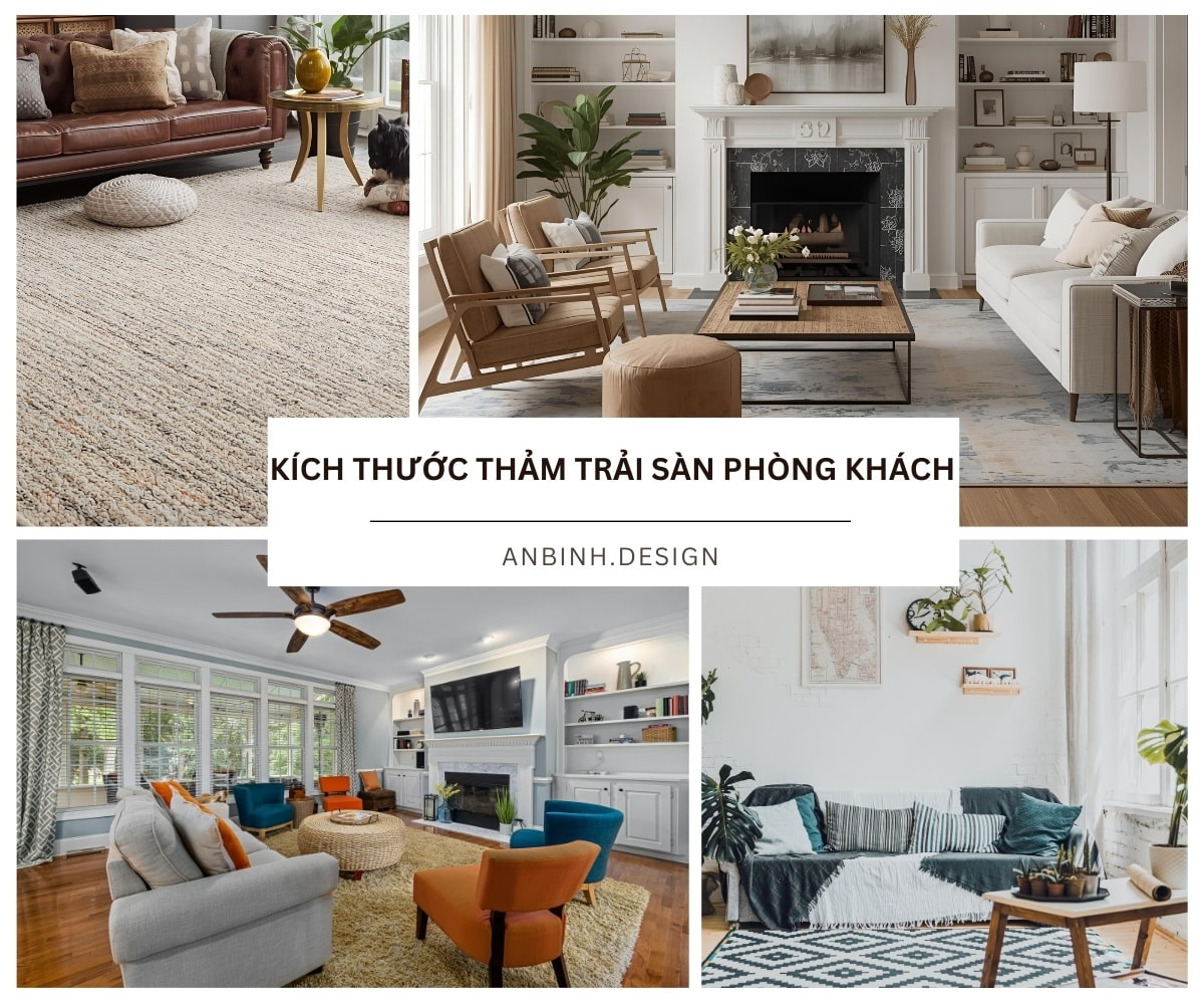 Các kích thước thảm trải sàn phòng khách PHỔ BIẾN hiện nay