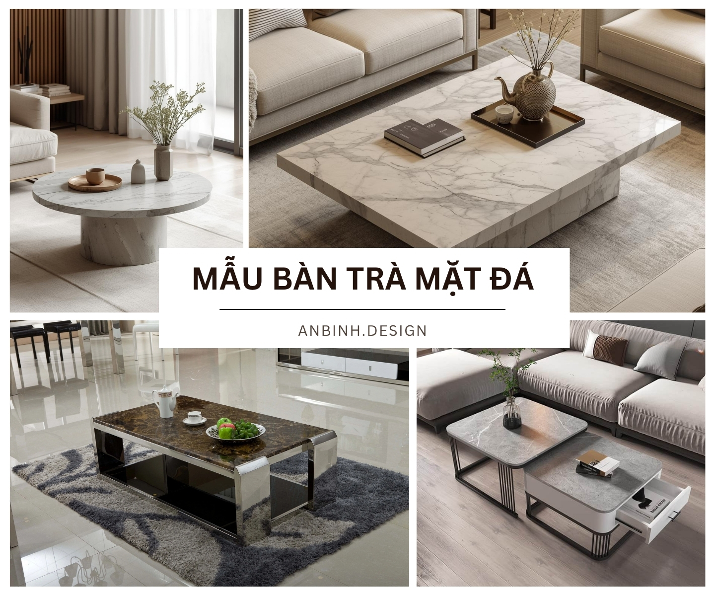 29+ mẫu bàn trà mặt đá ĐẸP cho phòng khách