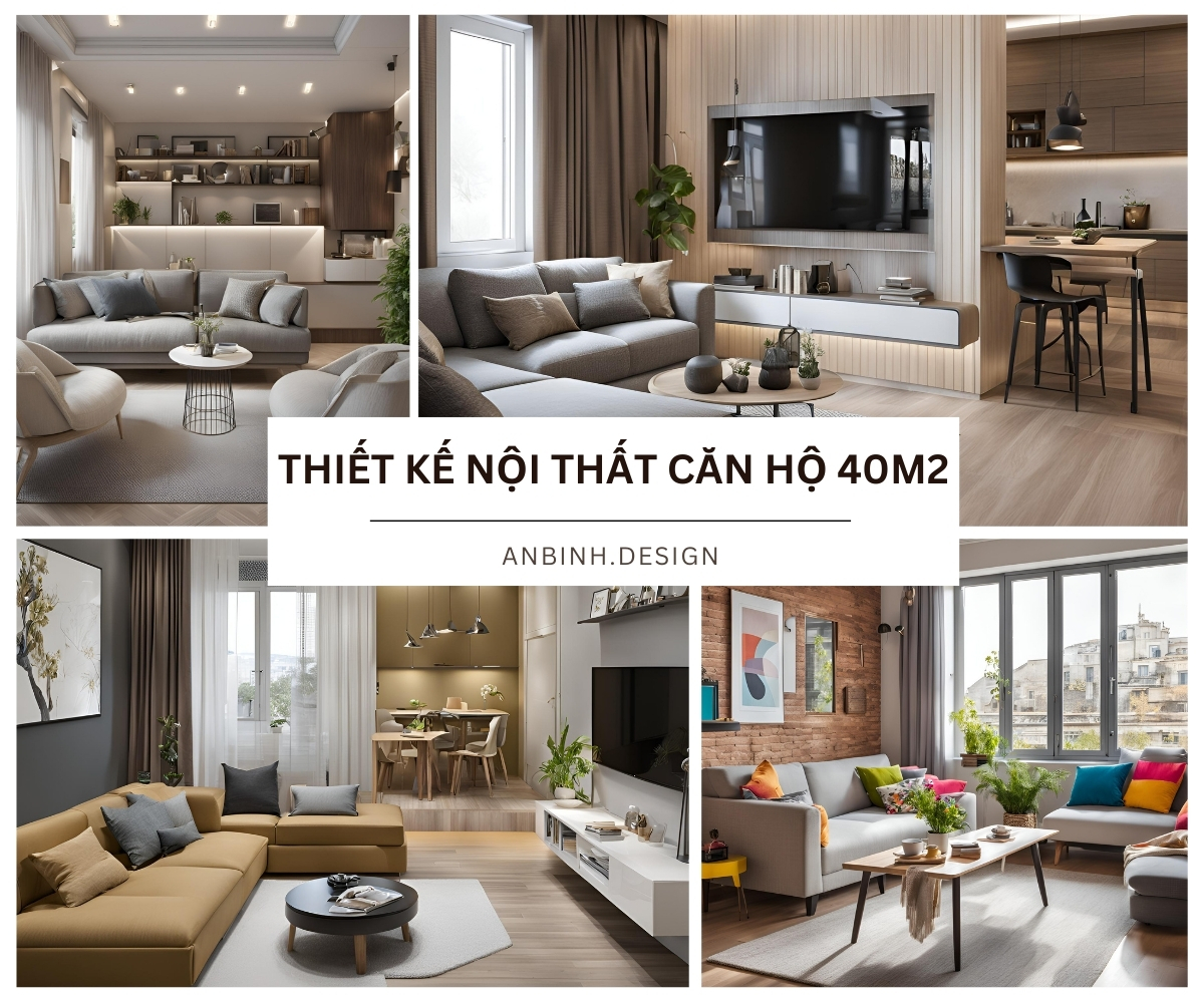Mẫu thiết kế nội thất căn hộ 40m2 đẹp